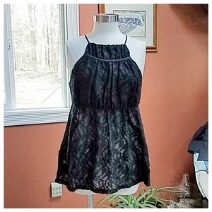 Elegant Black Lace Halter Top